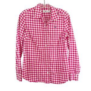 Vineyard Vines Women's Pink & White Gingham Long Sleeve Button Down Shirt Size 4